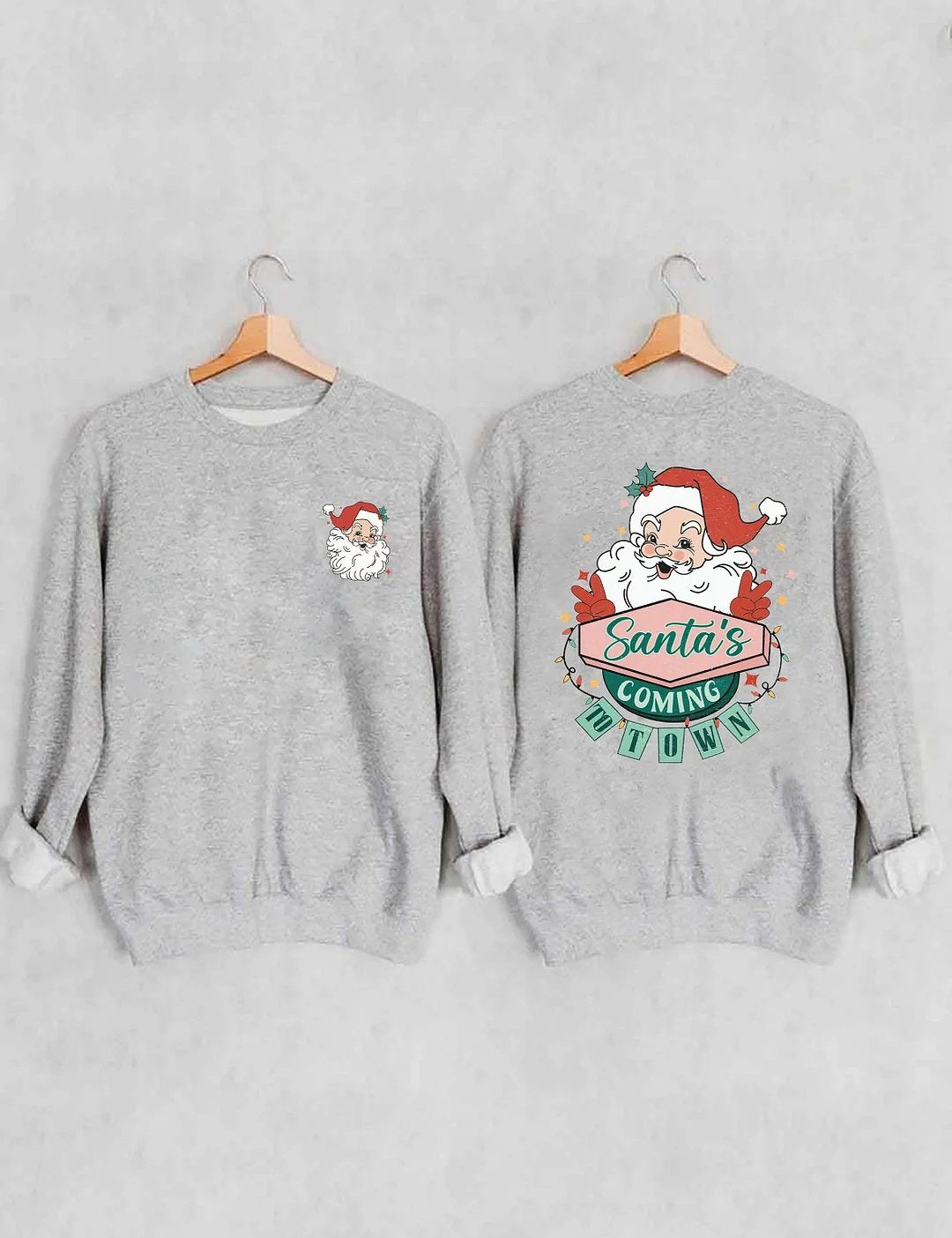 Women's Plus Size Santa's Coming To Town Sweatshirt