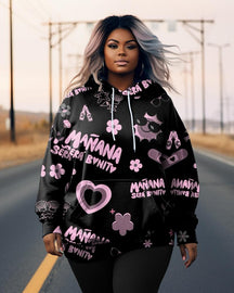 Women's Plus Size Graffiti Cartoon Long Sleeve Hoodie