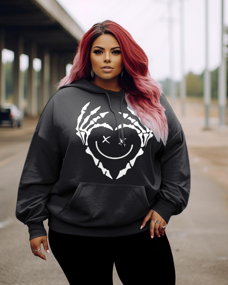 Women's Plus Stay Positive With Skeleton Hoodie