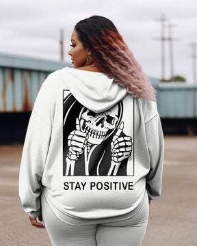 Women's Plus Stay Positive With Skeleton Hoodie