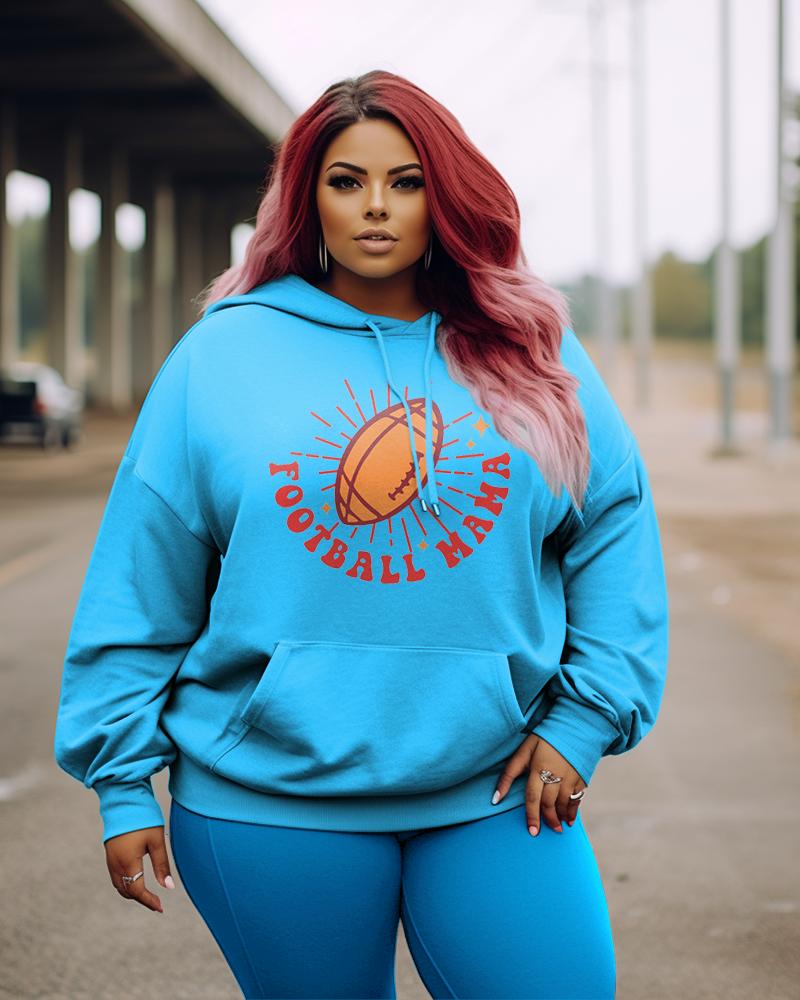 Women's Plus In My Football Mama Era Hoodie