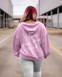 Women's Plus Jesus Has My Back, Heart Cross Hoodie