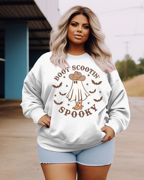 Women's Plus Size Casual Boot Scootin Spooky Sweatshirt