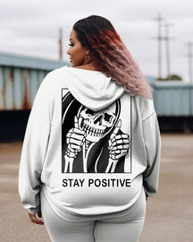 Women's Plus Stay Positive With Skeleton Hoodie