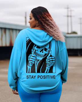 Women's Plus Stay Positive With Skeleton Hoodie