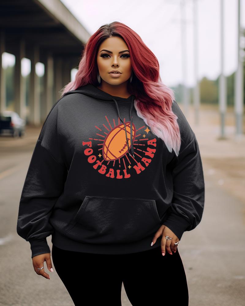 Women's Plus In My Football Mama Era Hoodie