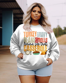 Women's Plus Size Casual Turkey Gravy Beans And Rolls Let Me See That Casserole Sweatshirt