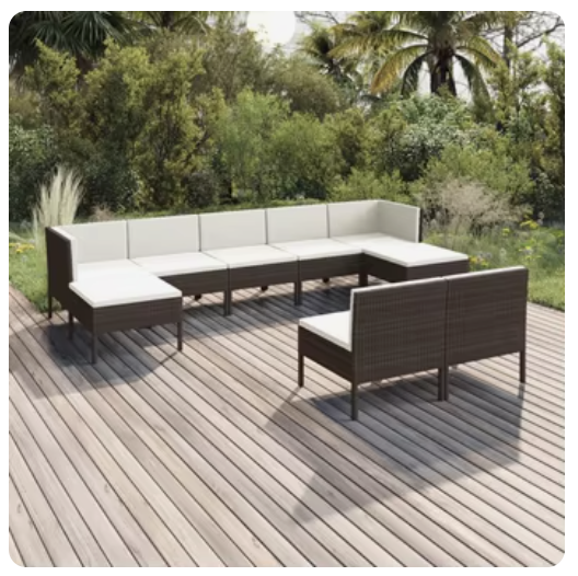 Brown Pe Rattan Garder Lounge Set Multiple Pieces Outdoor...